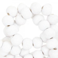 Wood beads round 6mm White